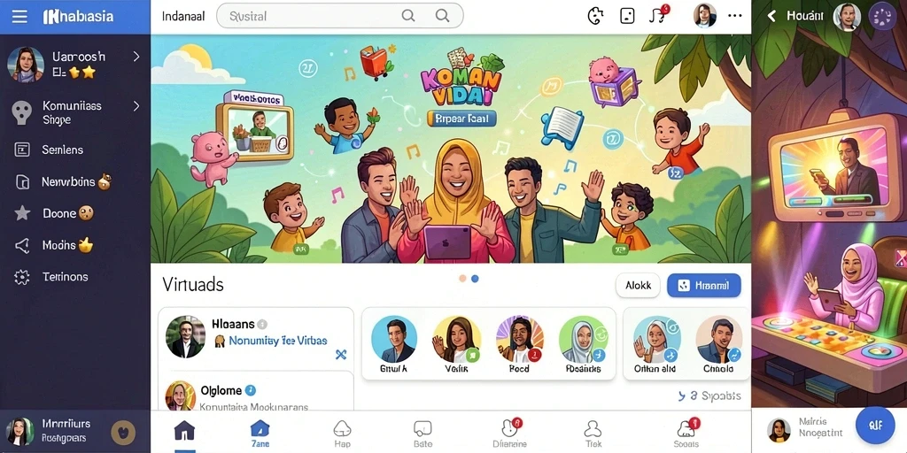 Fitur sosial yang memungkinkan interaksi dengan teman.